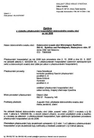 Auditorská zpráva 2006 – strana 1