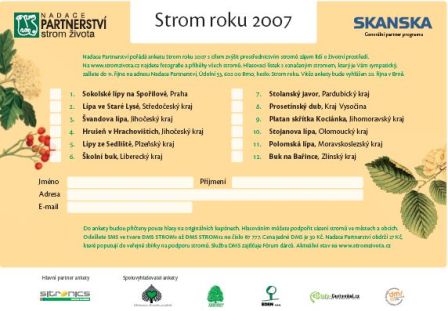 Hlasovací kupón ankety Stromu roku 2007