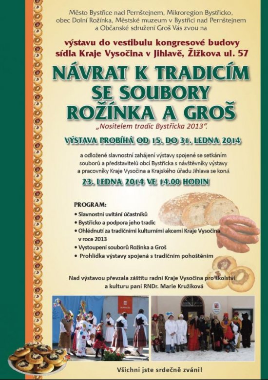 Pozvánka na výstavu „Návrat k tradicím se soubory Rožínka a Groš“