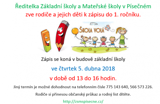 Zápis do 1. ročníku
