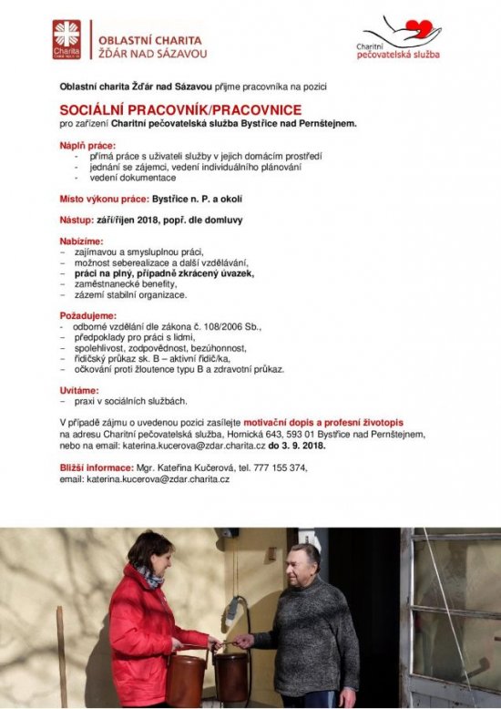 Výběrové řízení - sociální pracovník/pracovnice