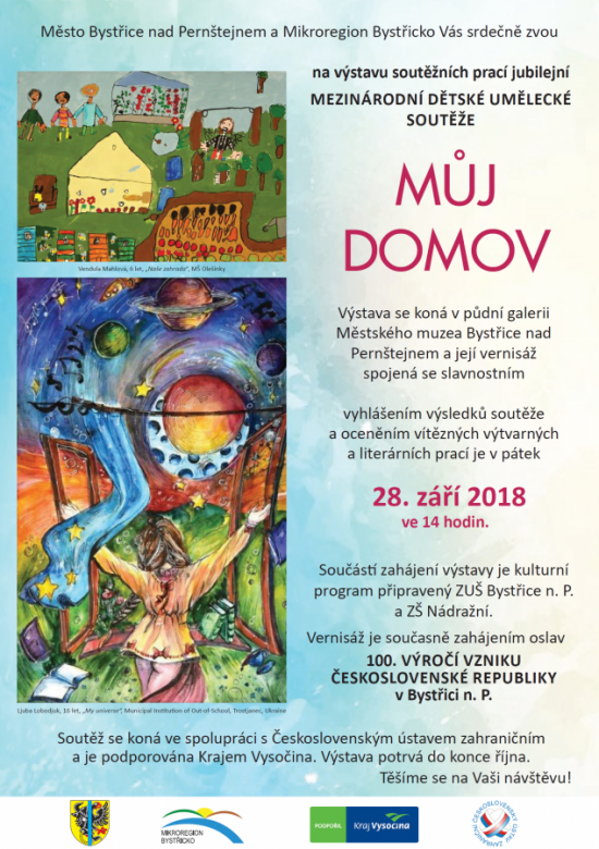 Výstava soutěžních prací jubilejní mezinárodní dětské umělecké soutěže "Můj domov"