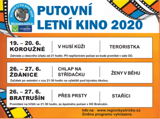 Putovní letní kino - červen 2020